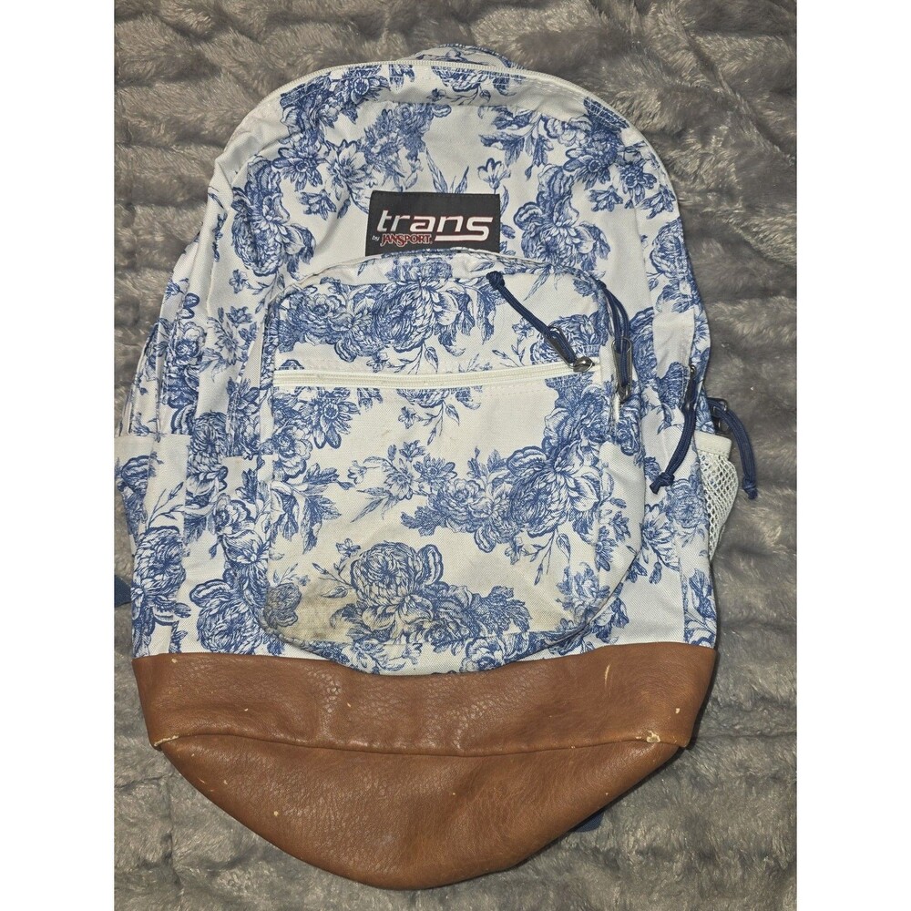 Jansport blue floral full size backpack bookbag purse bag tote!